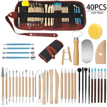 25/40Pcs Double Sided Air Dry Pottery & Clay Sculpting DIY Tools 1