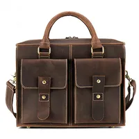 New Messenger Bags Vintage Crazy Horse Genuine Leather Man Shoulder Crossbody Bags Small Male Bag Commerce Laptop Travel Handbag