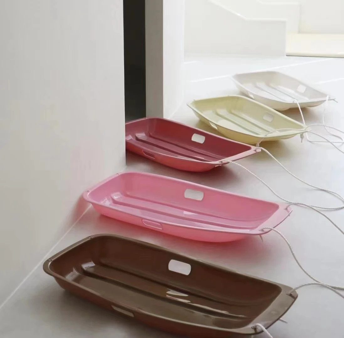 

Kids Plastic Toboggan Ski Sled For Winter Pull-Downhill Sport Sledge For Adults Snow Sliders Entertainment