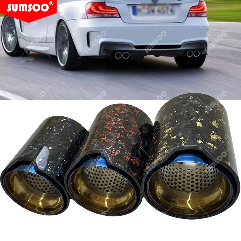 SUMSOO Foil Gold Forged Carbon Fiber Exhaust Tip Black Inner Pipe for BMW M2 M3 M4 M135i M235i M140i M240i M335i M340i M435i