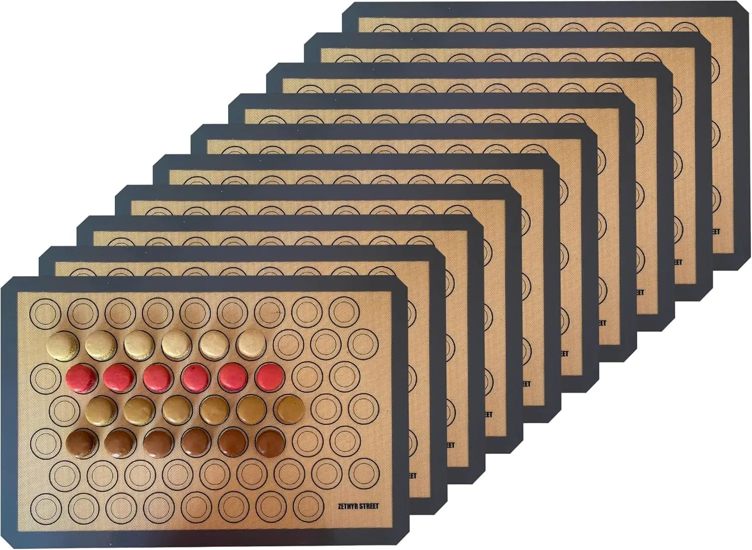 

Macaron Silicone Baking Mats Set of 10 Full Size 16.5 x 24, Non-Stick Macaron Mat for Perfect Baking Dishwasher & Oven S