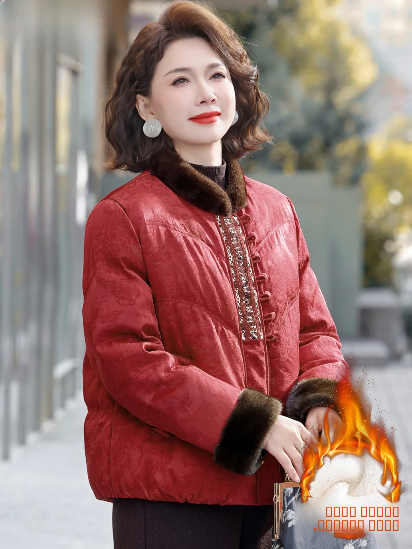 

New Chinese Sle Women's Thiened Fce Lined down Cotton Jaet Winter Outerwear Traditional Tang Costume Coat for Middle...