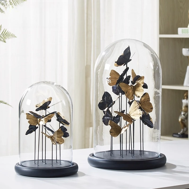Simulation butterfly ornament glass cover handicraft living room bedroom desktop design