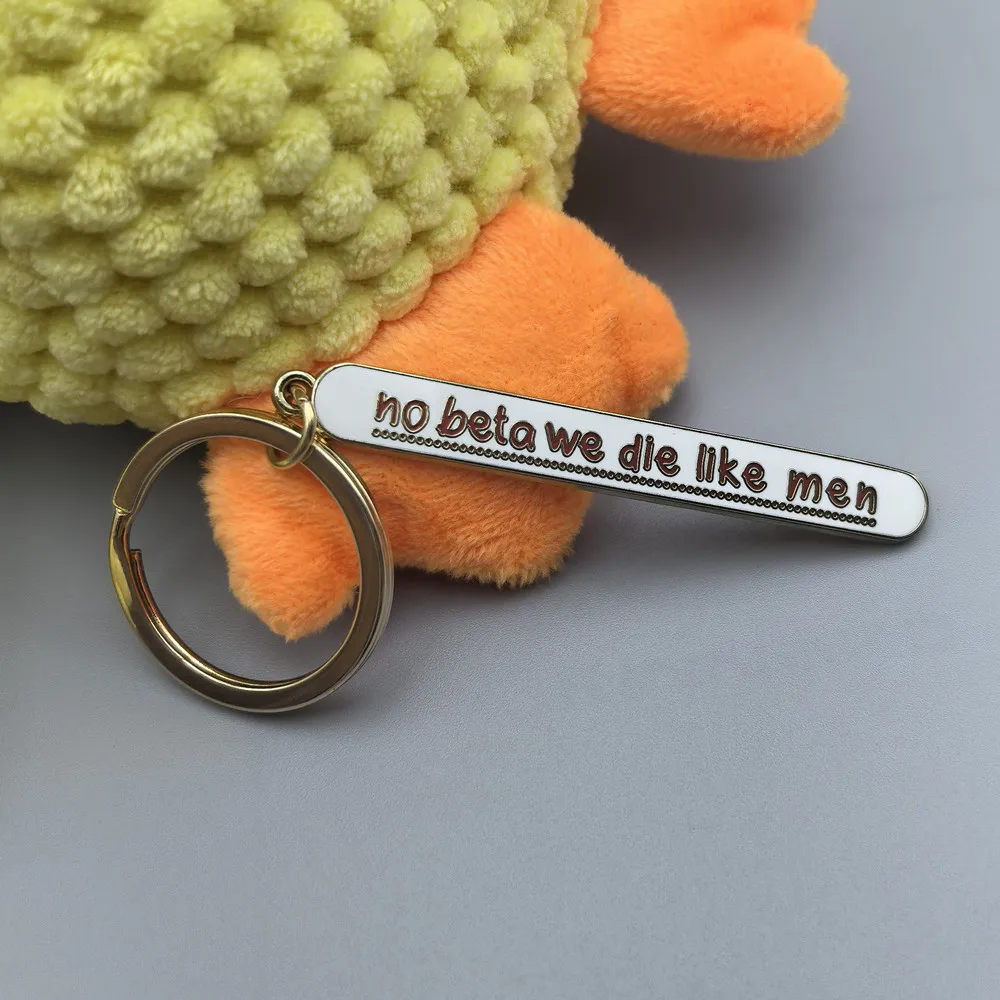 Rectangle Bar Metal Keychain Engraved Slogan Key Ring Inspirational Text Pendant Key Holder Bag Accessory Fashion Jewelry Gift