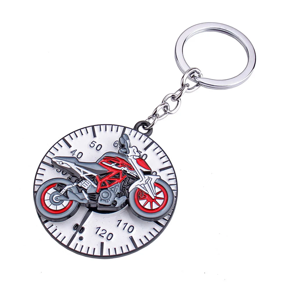 New Motorcycle Keychain simulation locomotive Pendant Rotatable Metal Keychains Speed Dial Keyring For Men Car Women Bag Jewelry