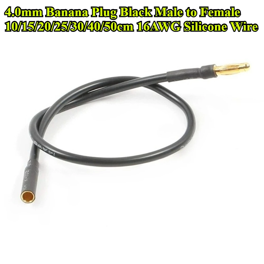

4.0mm Banana Plug Male to Female Extension Cord 10/15/20/25/30/40/50cm 16AWG Silicone Wire for Motor ESC RC Drone Aircraft Parts