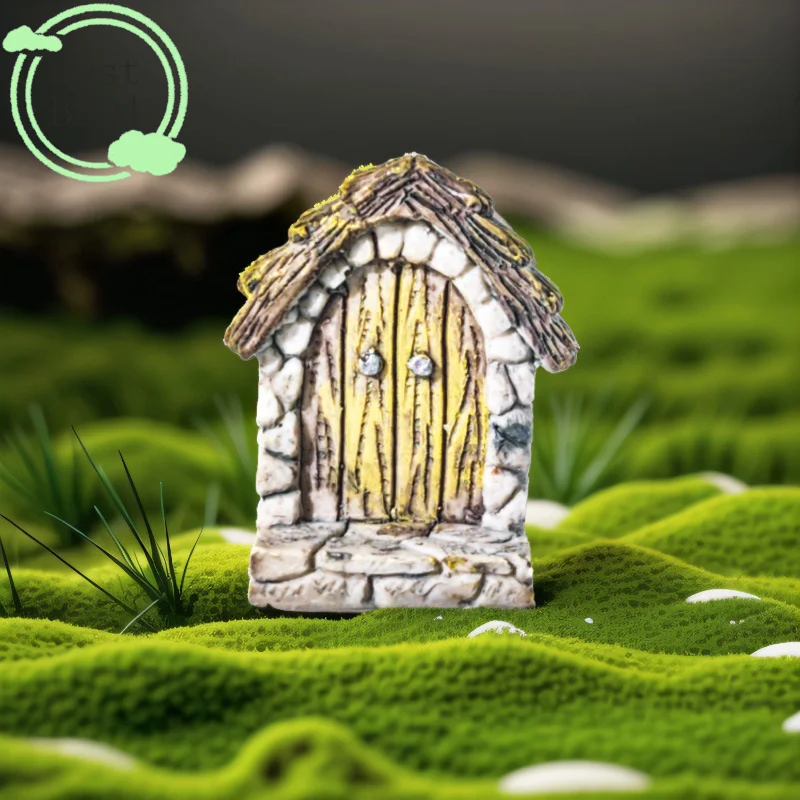 (BBQ4)3Pc Small Wood Door Picture Frame Accessory Rustic Resin Craft Mini Landscape Naments Home Decor Tree Stump Decoration