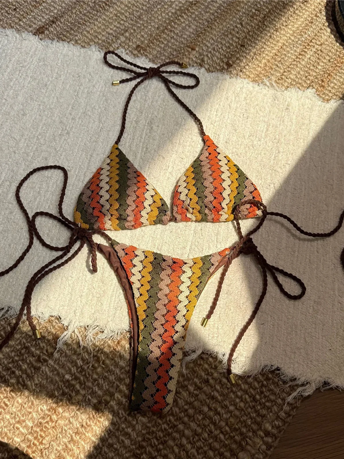

Colorful Halter Bikini Women Swimwear Female Swimsuit Two-pieces Bikini set High Leg Cut Padded Bather Bathing Suit Swim