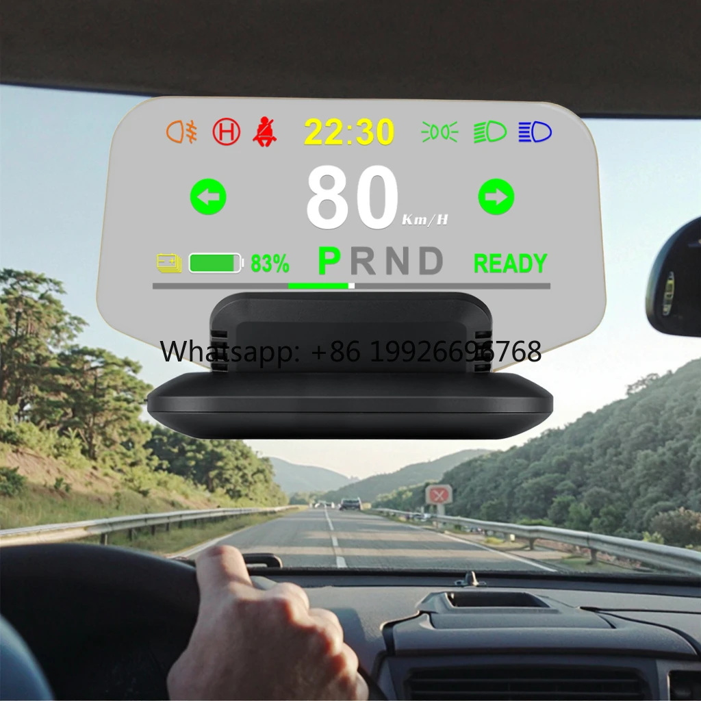 5.5 Inch T1 Auto Electronic HUD: 2+GPS, HD LCD Digital Speedometer, Navigation & Car Alarm, Compatible with  Model 3 Y