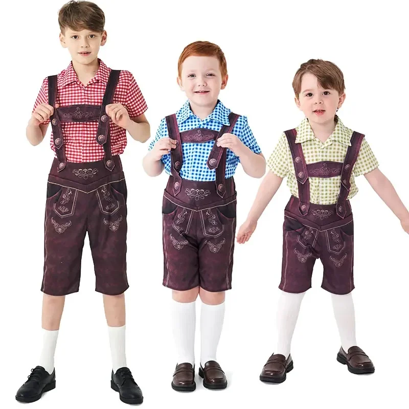 

Children German Oktoberfest Costume Beer Boy Costume Lederhosen Shirt Suit Cosplay Boys Bavarian Suspenders Oktoberfest Costume