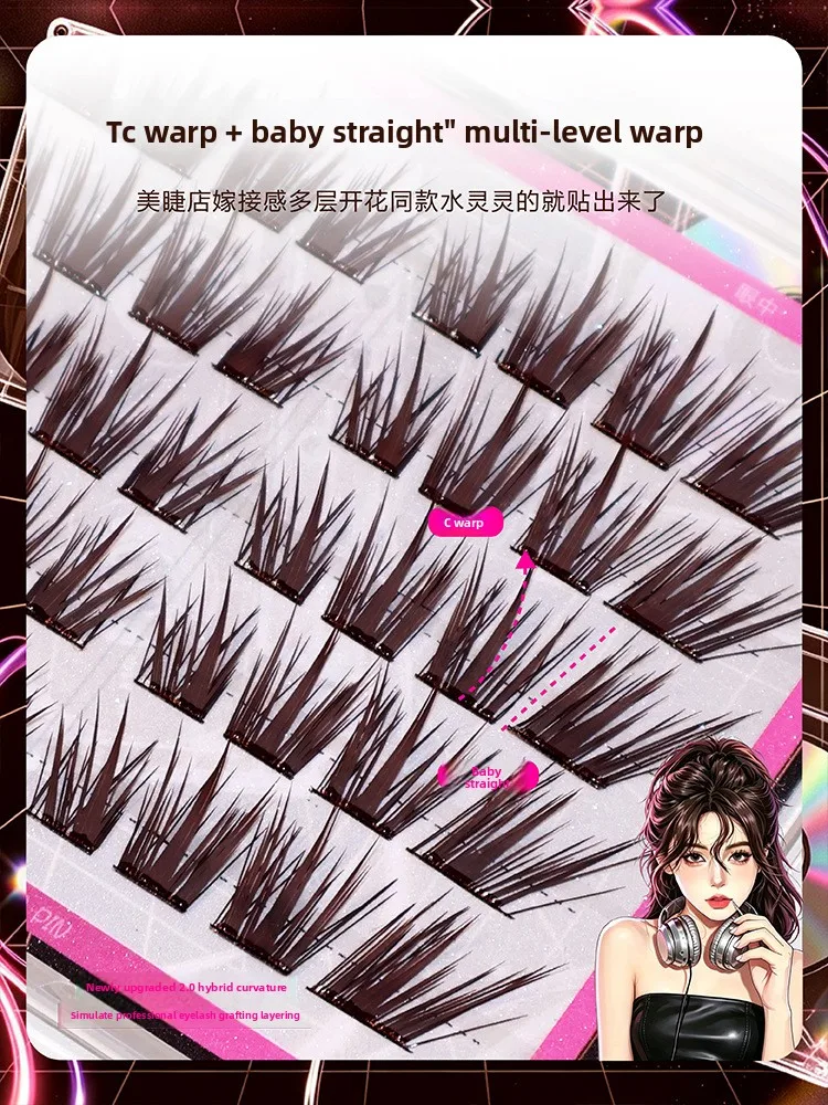 Selbstklebende, kleberlose falsche Wimpern, doppellagig, flauschig, Manga-Wing-Ey-Optik, natürliches Volumen, wiederverwendbar, leicht zu entfernen – Detail 3