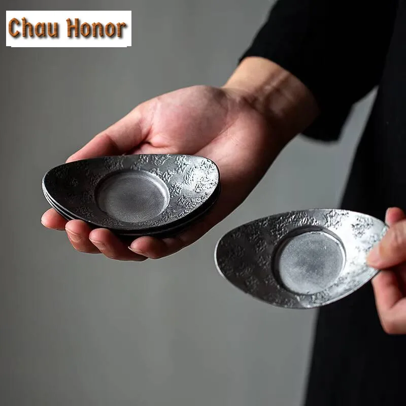 

Antique Old Tin Coasters Handmade Anti Scalding Mat Japanese for Coffee Cups Anti-scald Placemats Chinese Tea Tableware Ornament