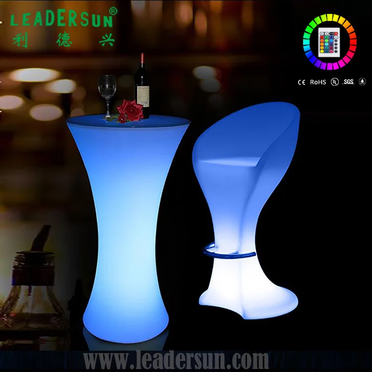 Set furnitur Bar Led multiwarna dapat diisi daya ulang tahan air tanpa kabel 58*48*110CM Set meja Bar Led atas tinggi