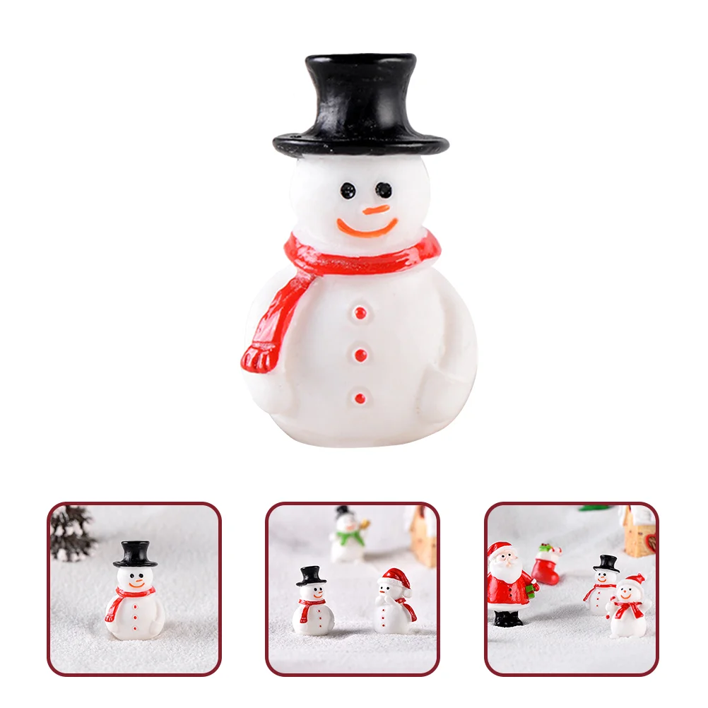 10 Pcs Decorate Micro Landscape Snowman Elder The Gift Figurines Resin Christmas Mini