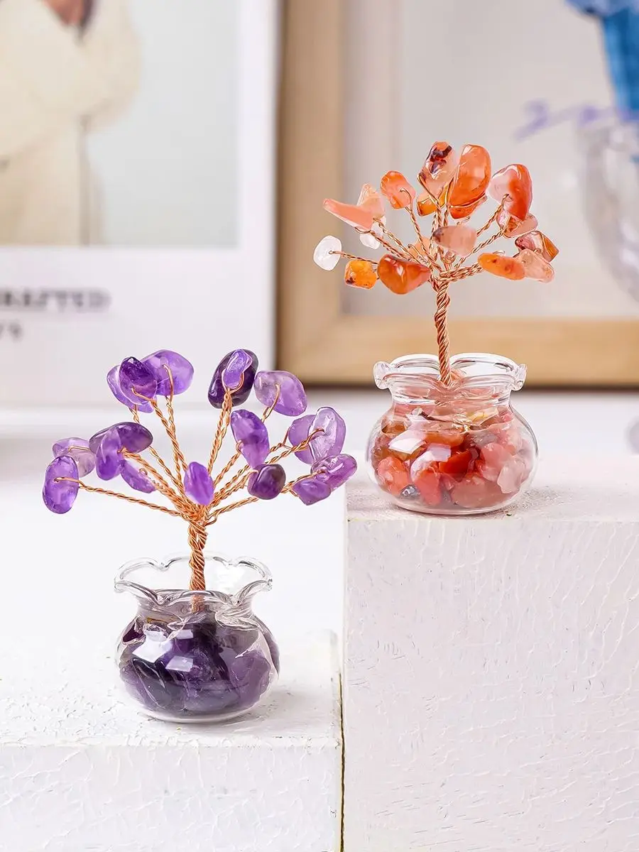 AliExpress Runyangshi 1PC Natural Gemstone DIY Mini Crystal Gravel Tree Rose Quartz Amethyst Healing Stones Children's Gift Home Ornaments