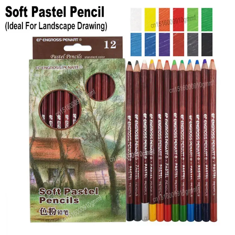 12Pcs Set Colored Soft Pastel Pencils 4.0mm Lead Wooden Handle For Skin Tints Portrait Landscape Art Drawing Sketching Graffiti