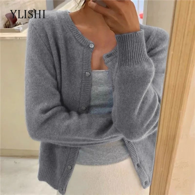 

Цветной вязаный женский кардиган в корейском стиле, однобортный, осенний, модный, из других материалов, без бренда