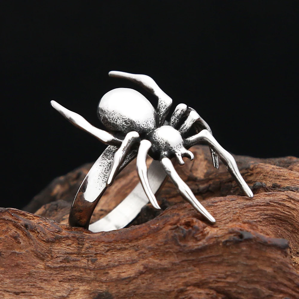 New Vintage Punk Spider Ring 316L Stainless Steel Gothic Biker Singular Animal Rings For Men Women Party Jewelry Gifts Wholesale