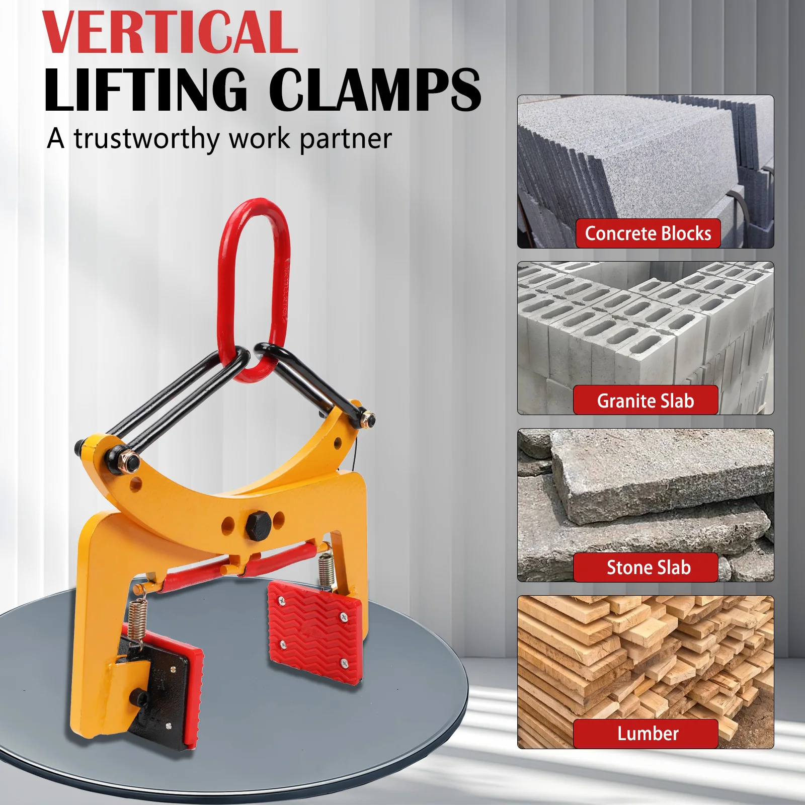 พาเลท PULLER CLAMP หินคีมยกสลิงแหวนหิน CLAMP 280 กก.เปิดกราม 6-24 ซม.