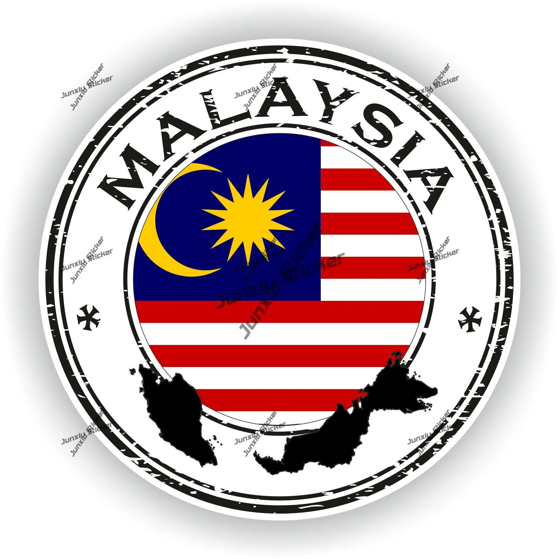 

Malaysia Sticker Coat of Arms of Malaysian Sticker Flag Round Outline Seal Decal Waterproof Anti Scratch Decals Accessories