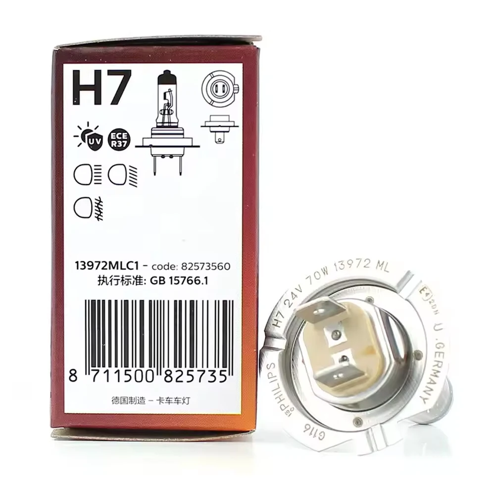Philips 24V Truck Headlight MasterLife Halogen H3 H1 H7 H4 Fog Bulb 70W Long Lifetime +100% Bright Original High Low Beam ECE,1x