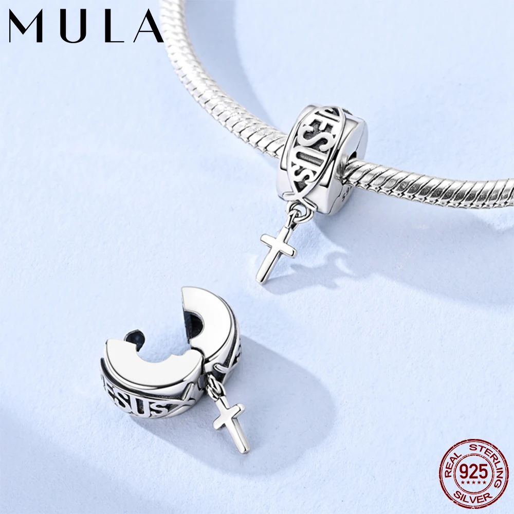 Clip de fijación de cruz de pez Jesús, compatible con pulsera Original con dije de cadena de serpiente, regalo artesanal, 1 ud.