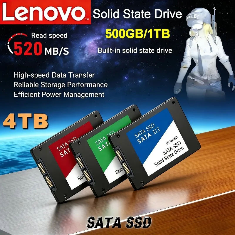 

Внешний твердотельный накопитель Lenovo SSD для внутреннего жесткого диска SATA3, 4 ТБ, 2 ТБ, высокоскоростной интерфейс, портативный SSD для ноутбука