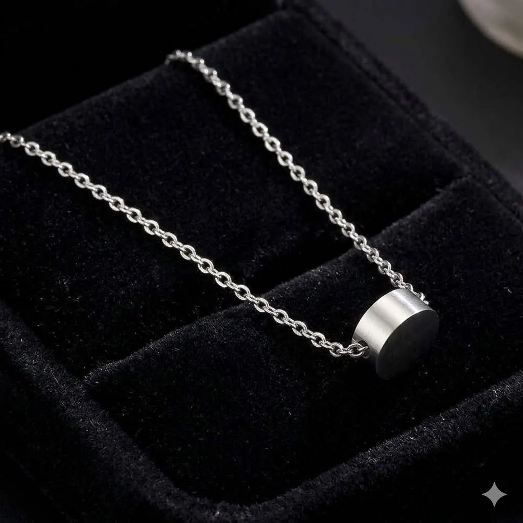 St-Delan 8mm Stainless Steel Disc Pendant Necklace for Women Minimalist Round Coin Choker Adjustable Simple Jewelry