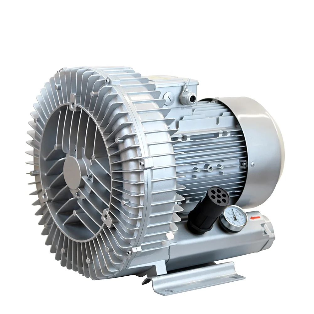 Hot Sale IP55 4kw 3Phase Industrial High Pressure Vortex Air Ring Blower 100% Copper Motor 318-376m/h for Wastewater Treatment