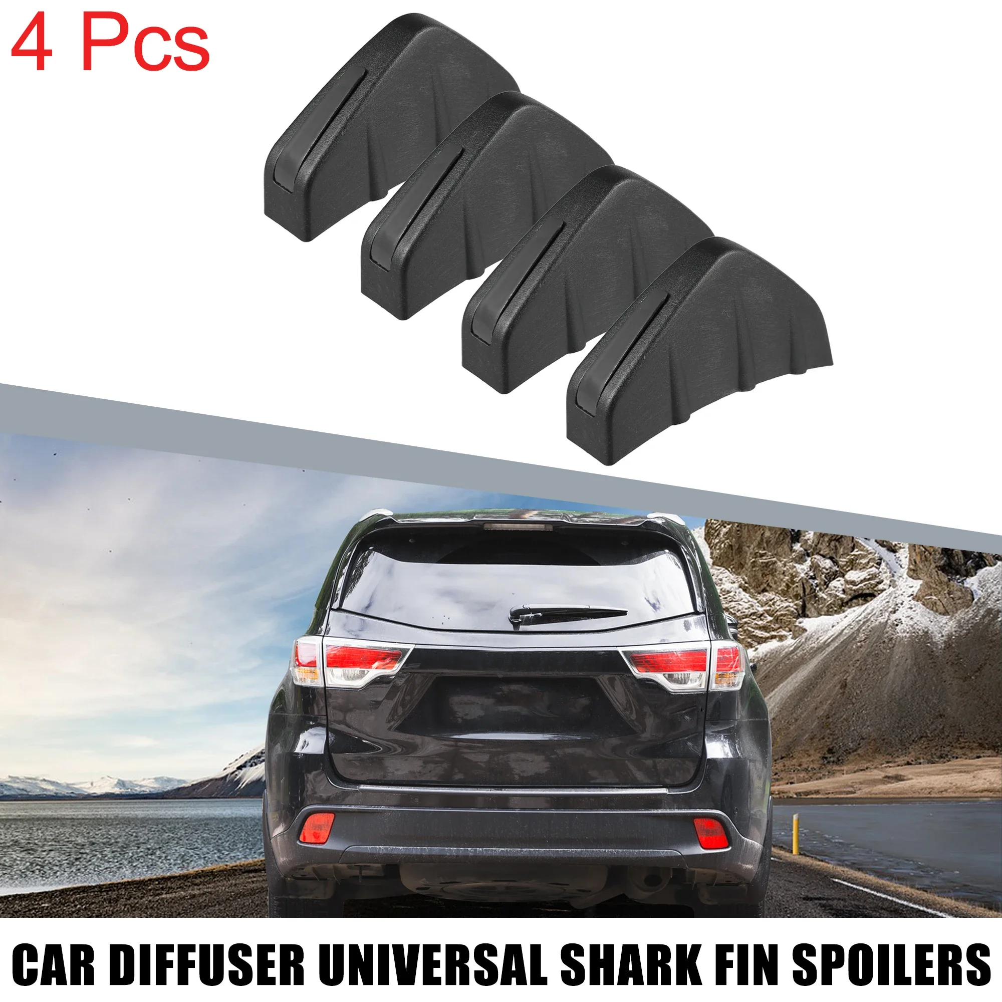 

4 шт. автомобильный диффузор, универсальный спойлер с плавником акулы, задний спойлер, диффузор с крылом, накладка на бампер, украшение для губ для автомобиля