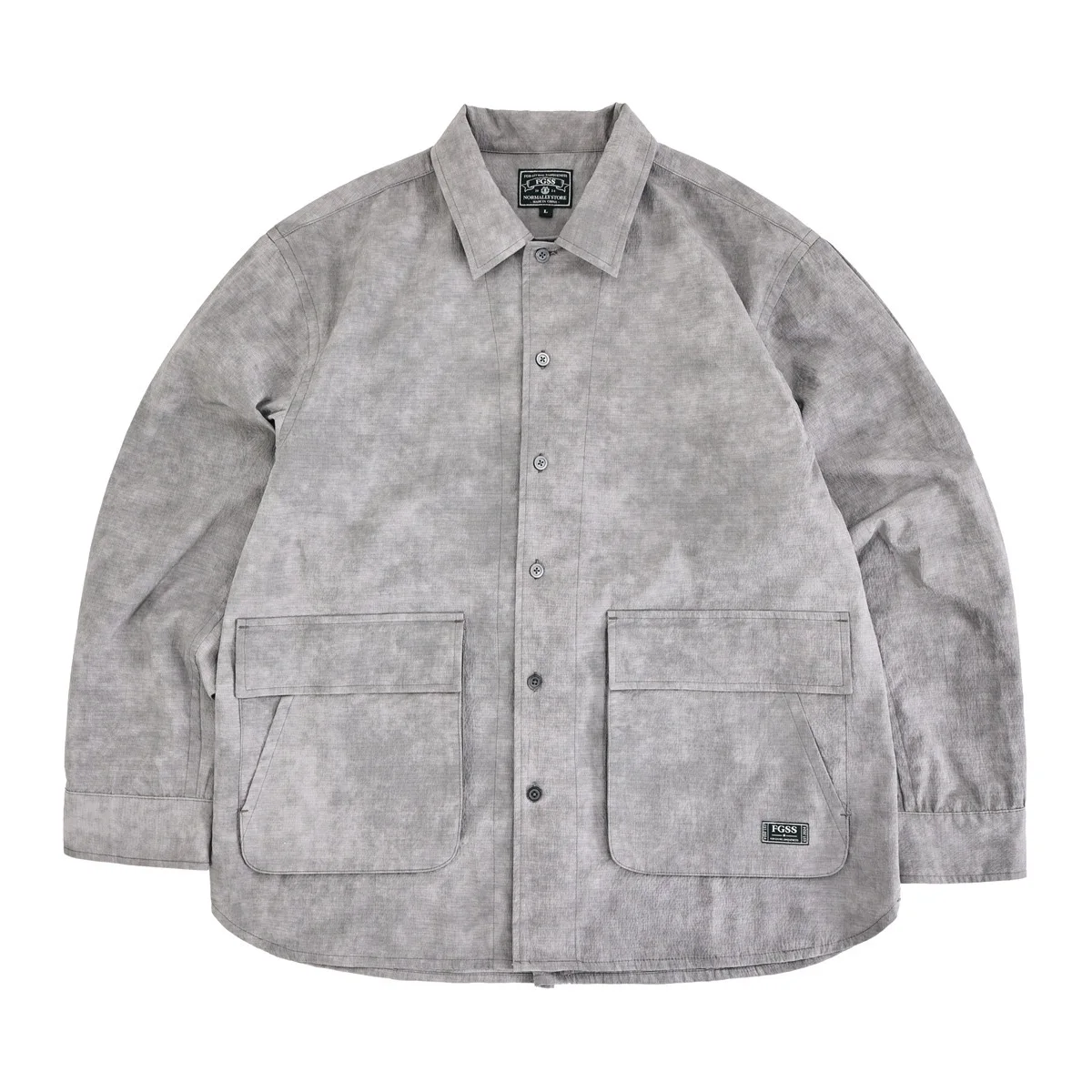 

Autumn and winter 2025 new seersucker special set dyed long sleeve shirt jacket with arc hem