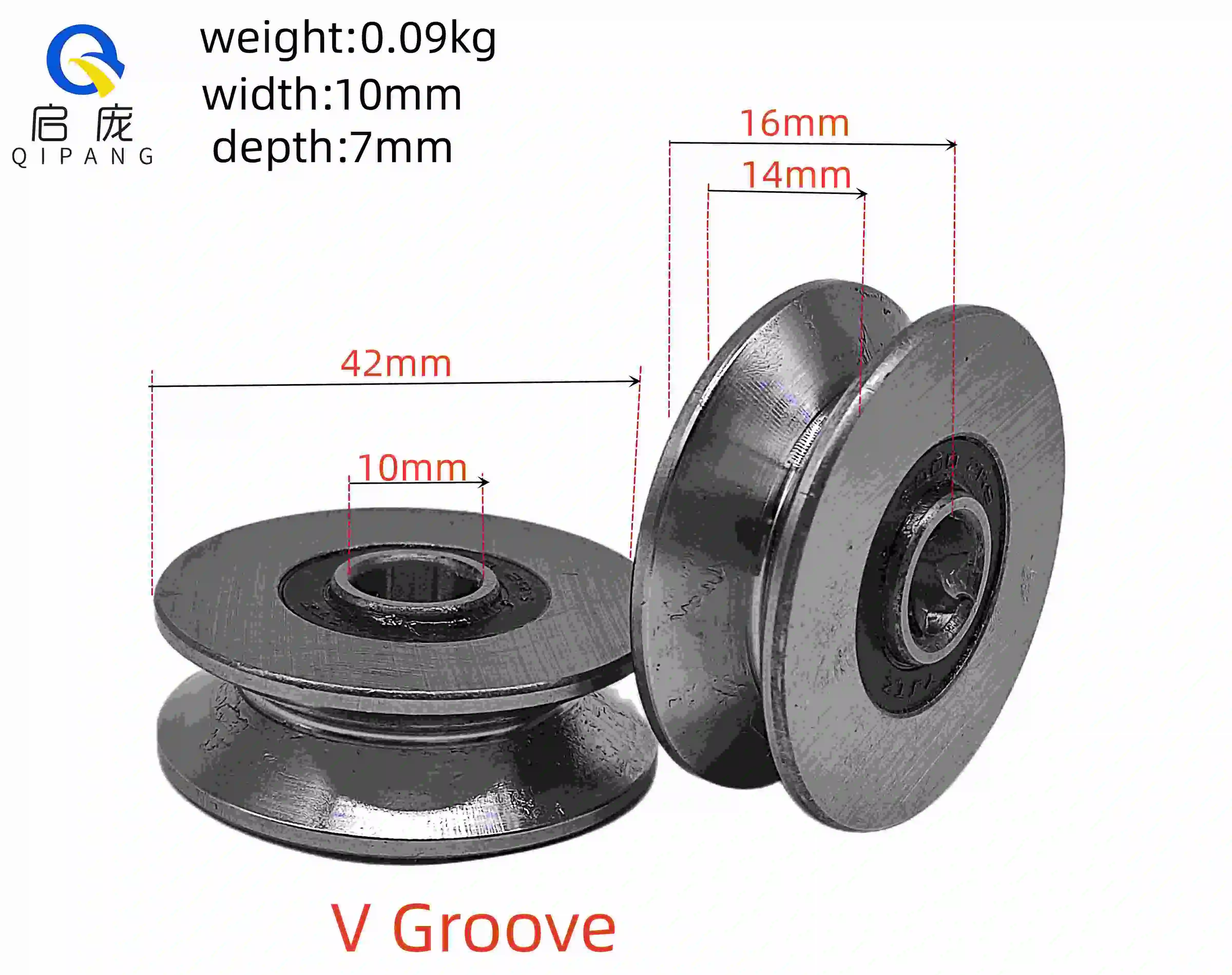 

QIPANG V Groove Roller Wheel Bearing 10*42*14/16 Sliding Door Track Straightener Wire Straightening Rollers Bearings Tool