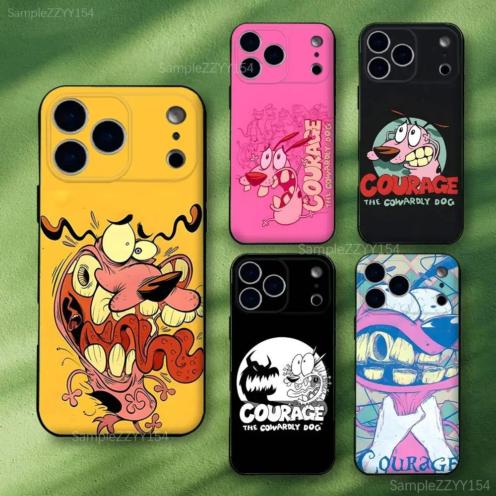 

Courage The C-CowardlyS Dog Phone Case For iPhone 17,16,15,14,13,12,Pro,Max,Plus,E,SE4,Air,Mini Black Soft Funda