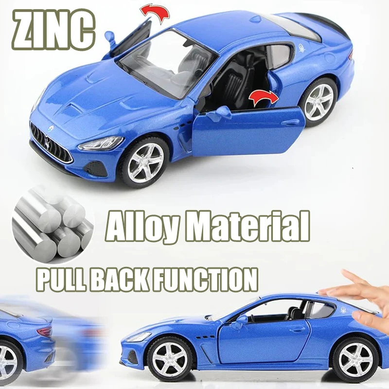 โมเดลรถของเล่นโมเดลรถยนต์อัลลอยหล่อจาก Maserati GT สำหรับเด็กผู้ชายของขวัญวันเกิดของสะสมรถยนต์