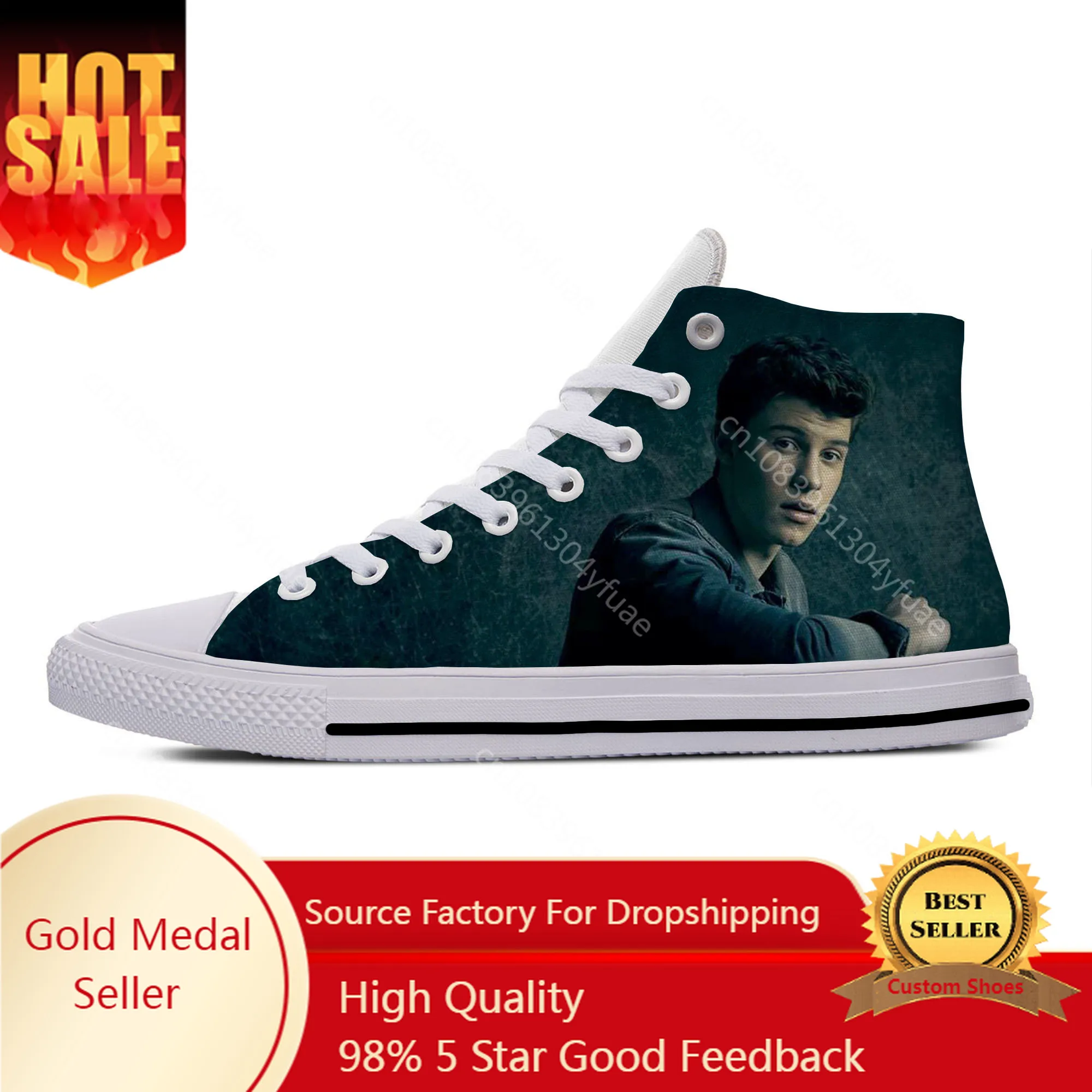 

Hot Summer Shawn Mendes Pop Singer Fashion Classic Casual Shoes High Top Lightweight Breathable Board Shoes Men Women Sneakers