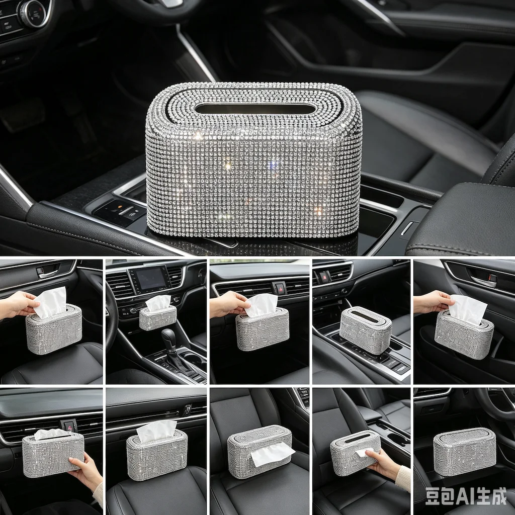 6 Colors Gift Box Packing Car Ashtray Rhinestones Portable Light Crystal Diamond Led Car Ash Tray Ashtray Storage Holder