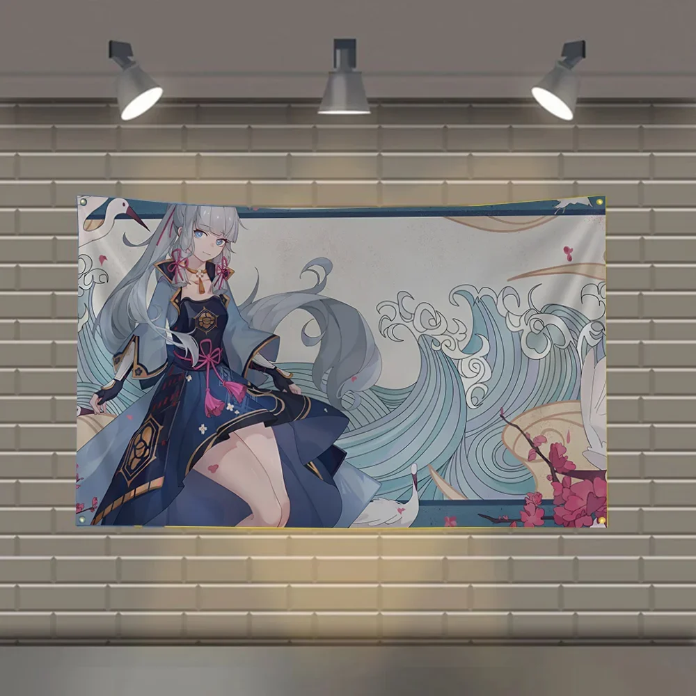 

Баннеры Kamisato Ayaka с четырьмя отверстиями, наружный декор из полиэстера для комнаты, 1 шт.