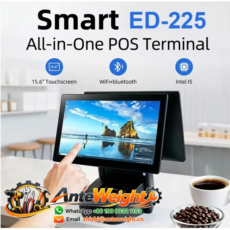15.6 Inch Dual-Screen POS Cash Register with 58mm Printer Windows 7/10/11 Customer Display Option