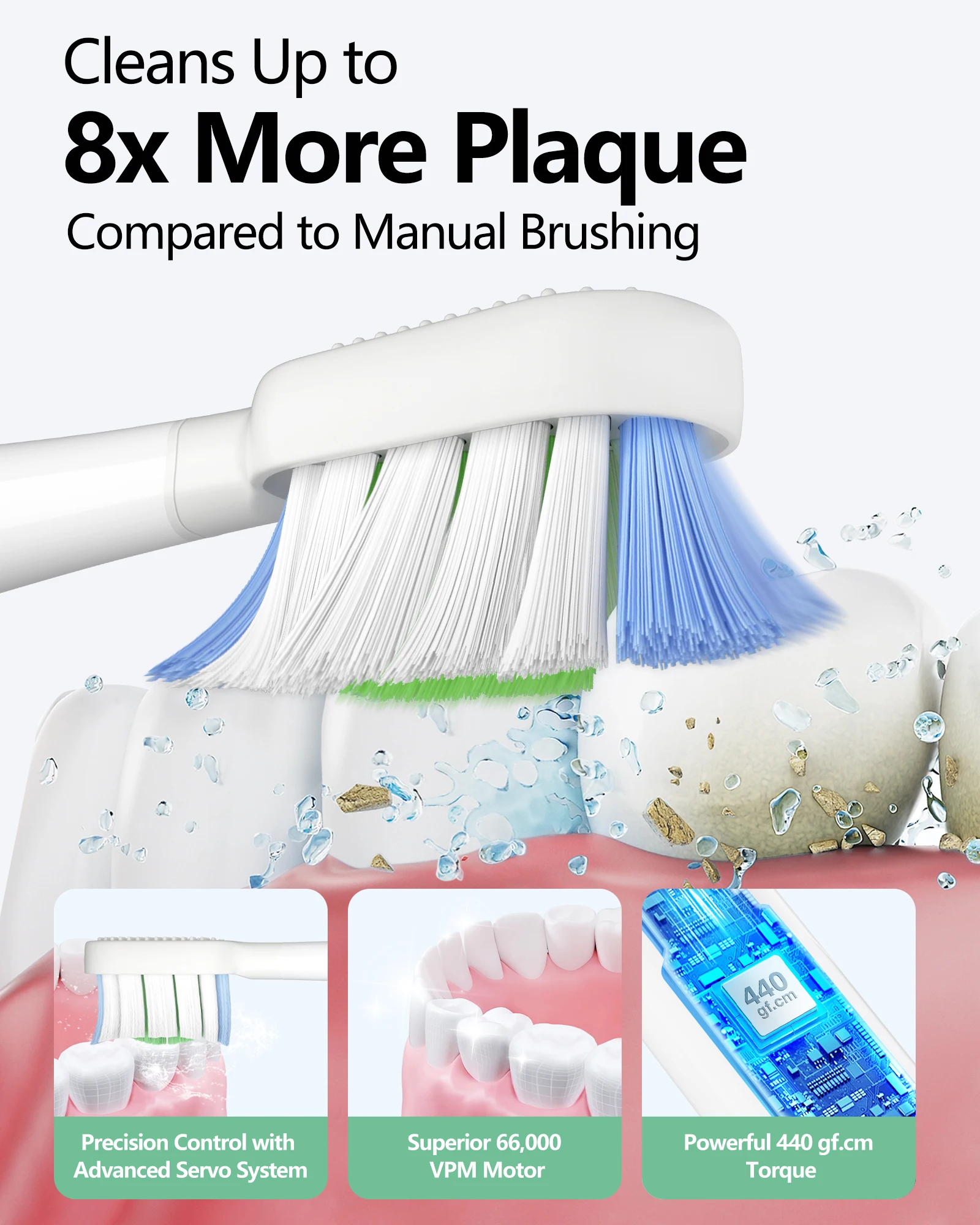 Sonic Electric Toothbrush for Adults, Oscillation & Vibration Smart Toothbrush with Customizable App, 3 Brush Heads, Waterproof