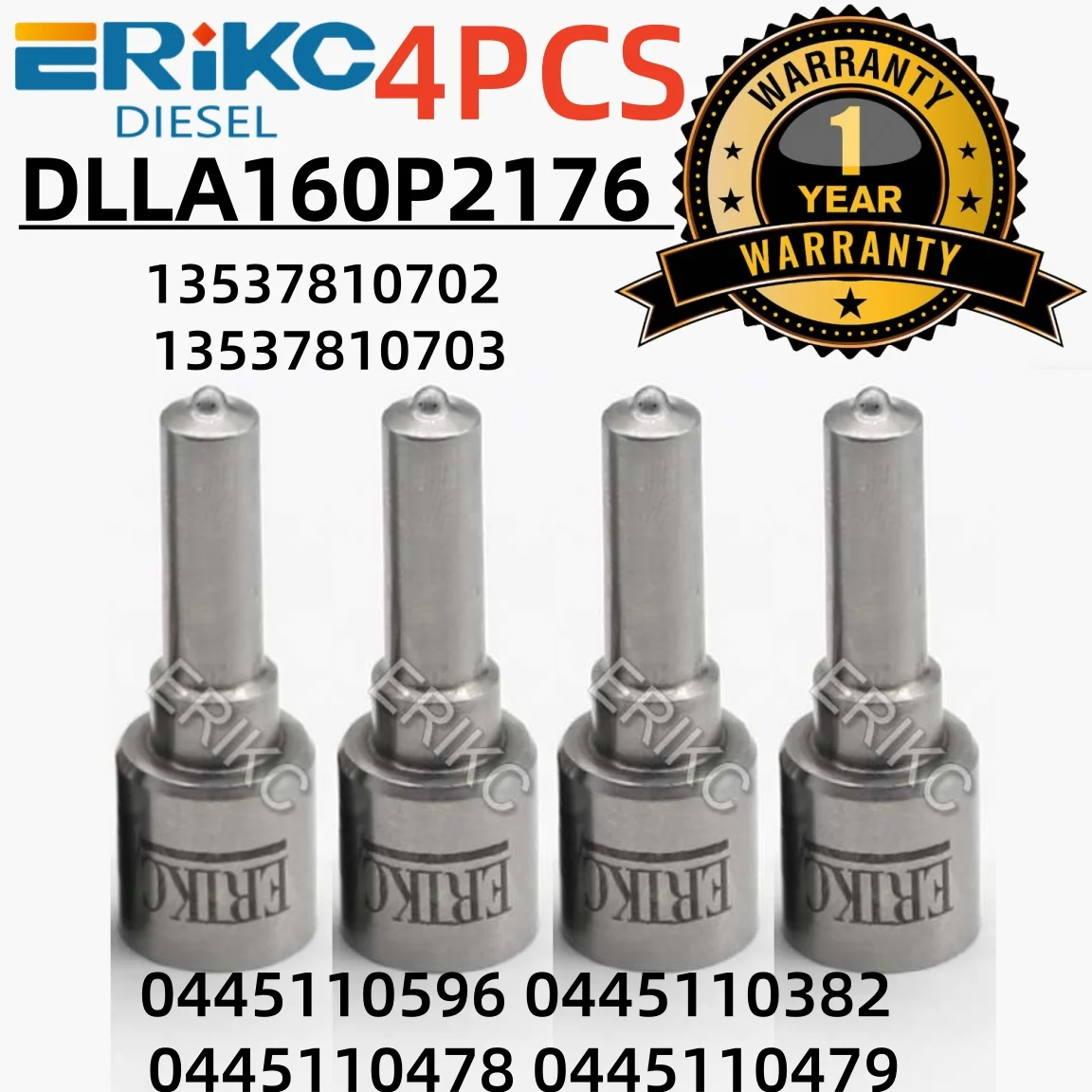 4PCS 0445110596 0445110382 0445110478 0445110479 ERIKC Diessel Injector Nozzle DLLA160P2176 13537810702 13537810703