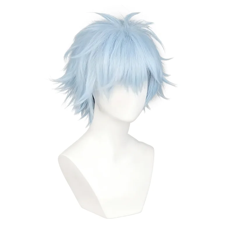 Anime NANA Okazaki Shinichi peluca de Cosplay para adultos pelo corto azul claro Halloween mujeres hombres pelucas sintéticas resistentes al calor Prop