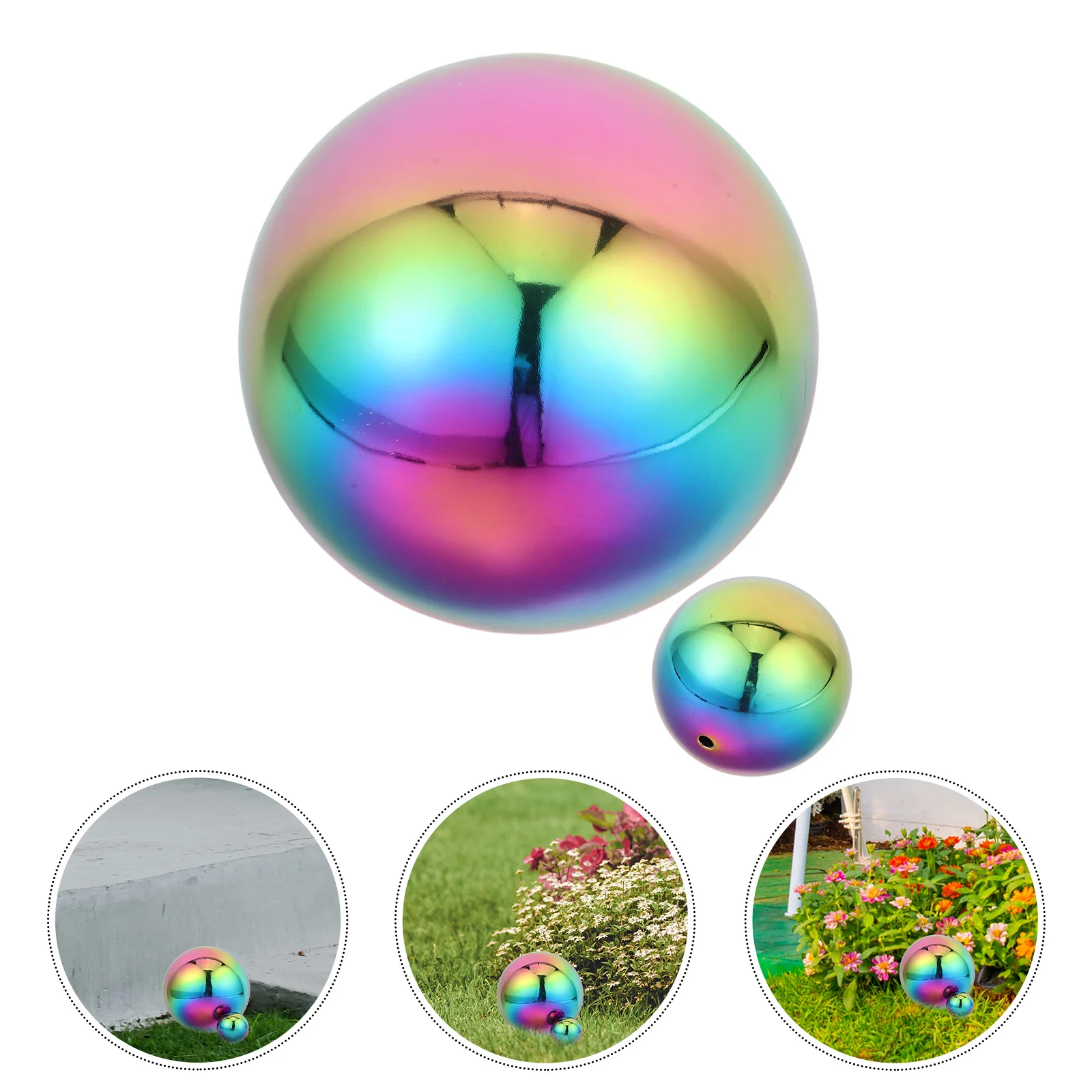 

2Pcs Polished Metal Gazing Ball Vibrant Stainless Steel Hanging Sphere for Christmas Decoration Mall Window Garden Lawn