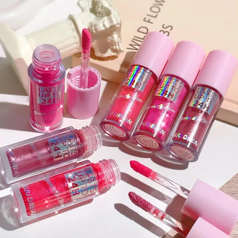 Diamante glitter brilho labial de longa duração hidratante batom líquido óleo labial matiz antiaderente copo lábios bálsamo maquiagem cosméticos