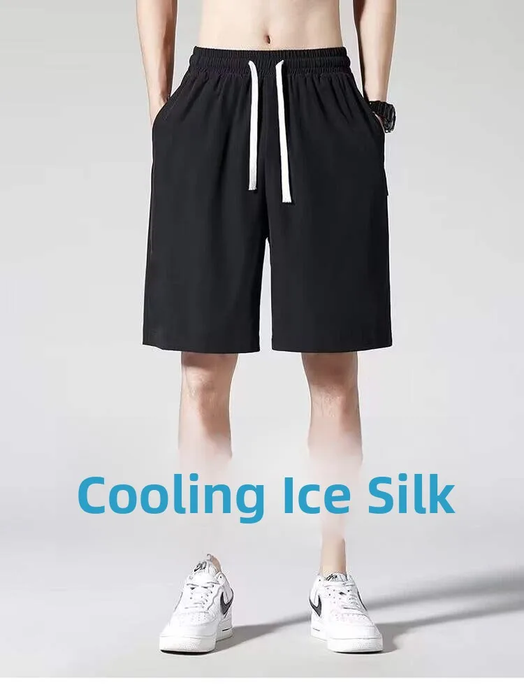 

Ice Silk Qui Dry Ультратонкие эластичные свободные повседневные беговые орты большого размера, мужские летние новые Sle длиной пять четвертей