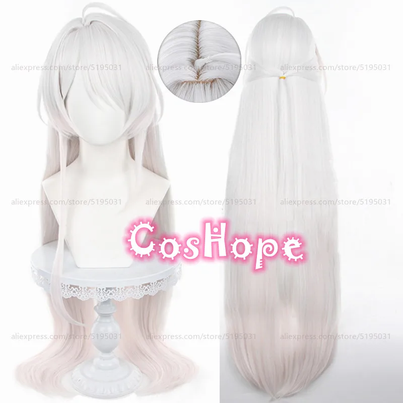 HSR Acheron Cosplay Wig 100cm Long Straight Wig Silver White Orange Pink Wig Cosplay Anime Wigs Heat Resistant Synthetic Wigs