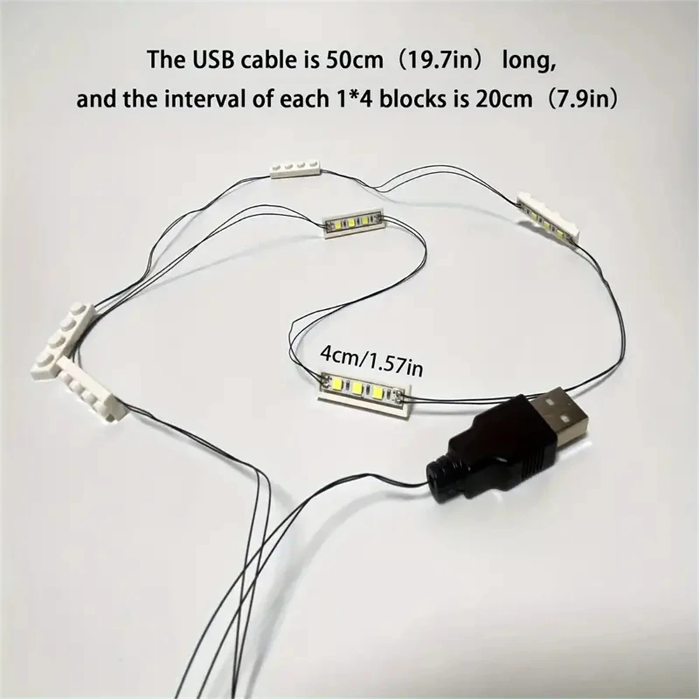 Led Bakstenen Verlichting Vier/Zes In Een, Vier/Zes Witte 1X4 Stenen/Led Aangesloten Serie, Aangedreven Door Usb, 100% Compatibele Bouwstenen
