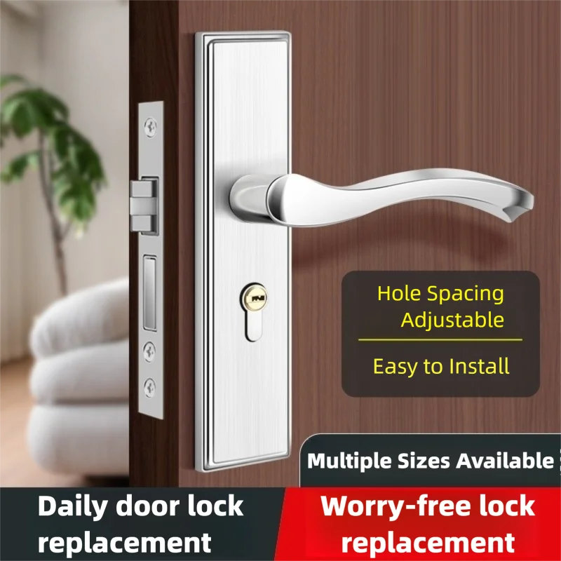 

Набор дверных замков из нержавеющей стали, бесшумная внутренняя дверная ручка для спальни, ванной комнаты, пресс-замок для двери из цельного дерева