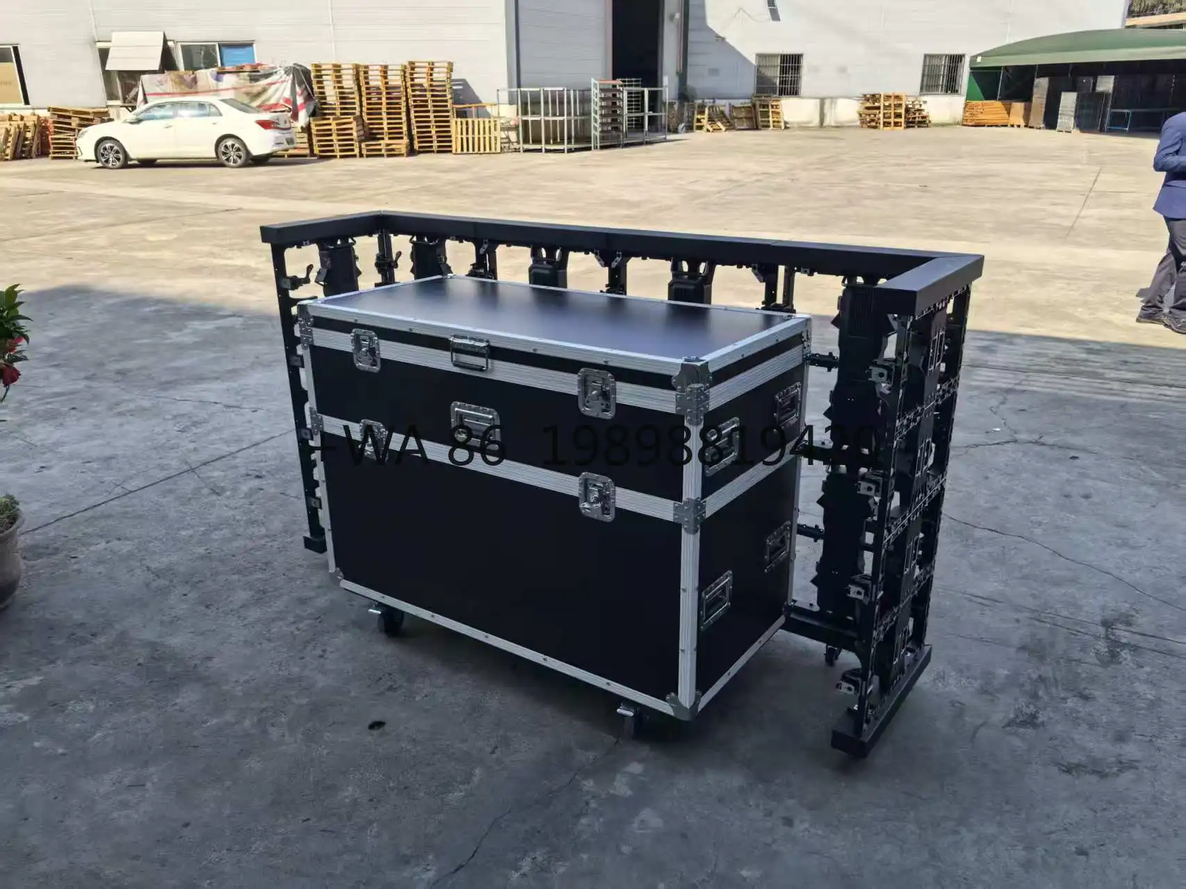 Portable Folding Podium LED Display for Conference & Events Foldable Mobile DJ Booth Screen with Stand for Nightclub