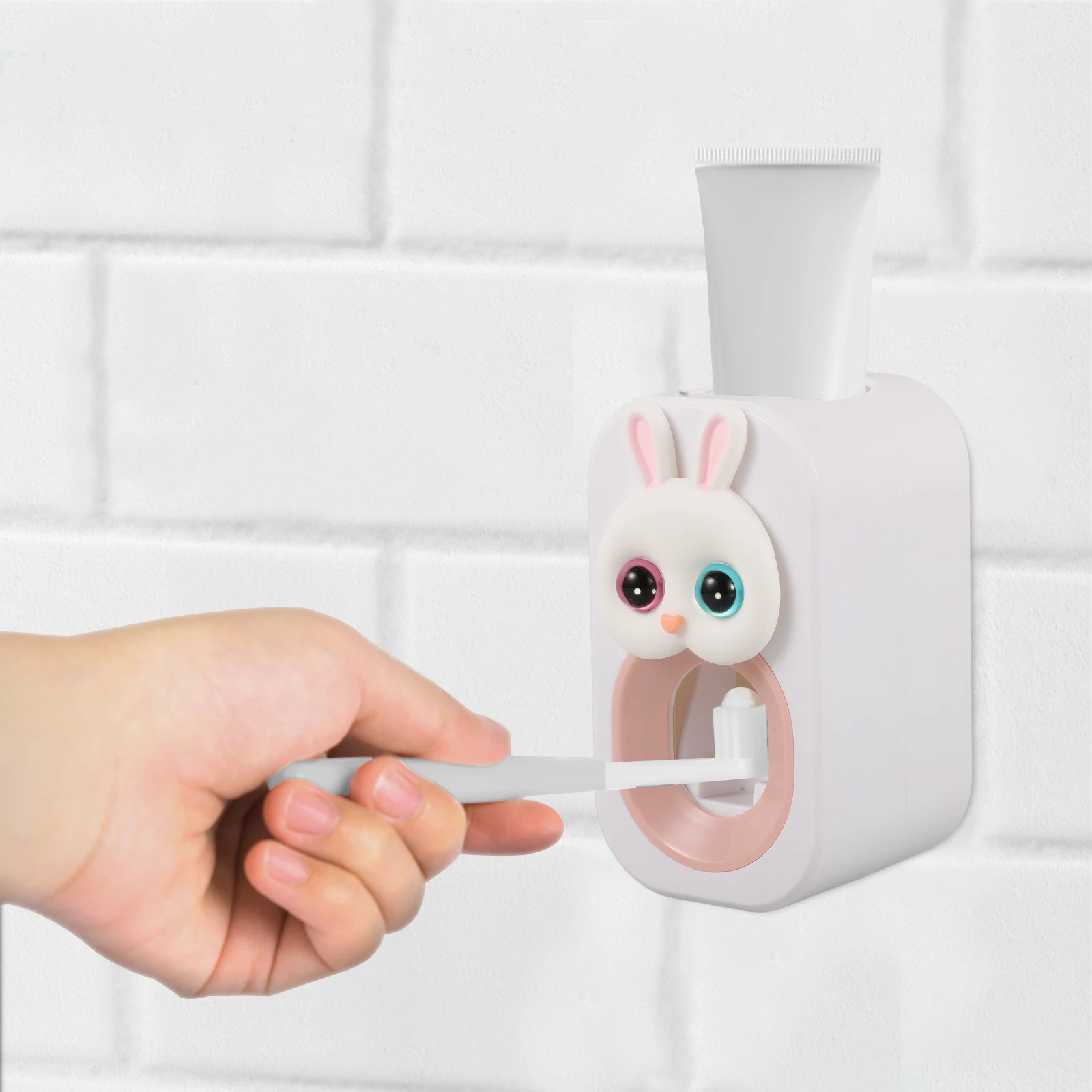 

Dispenser Kids Bunny Wall Mounted Holder Pink Bathroom Dispenser Toothpaste Toothpaste Holder For Bathroom Saver