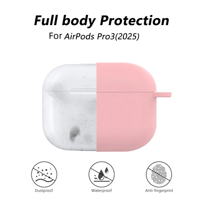 for Apple AirPods Pro 3 Case Cover Soft Silicone Protective Case For AirPods Pro 3rd Generation Case (2025) Cleaning Kit&Lanyard